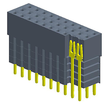 2.54mmFemale Header  three Row  180° Y-type with plastic